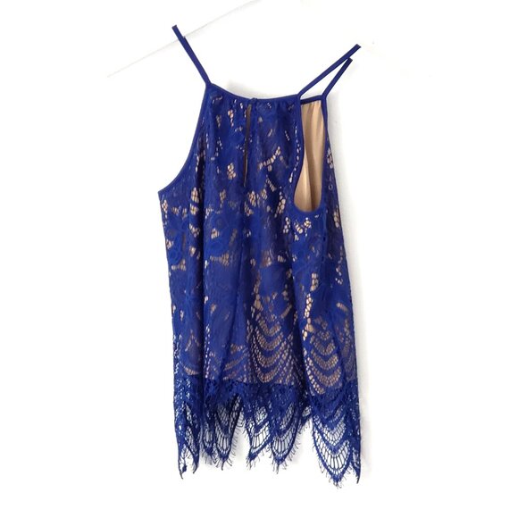 Cobalt Blue Lace Top Size Medium - Picture 2 of 7